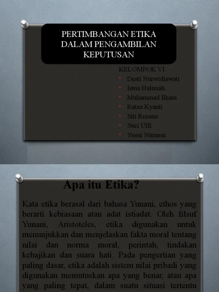 PERTIMBANGAN ETIKA DALAM PENGAMBILAN KEPUTUSAN | PDF