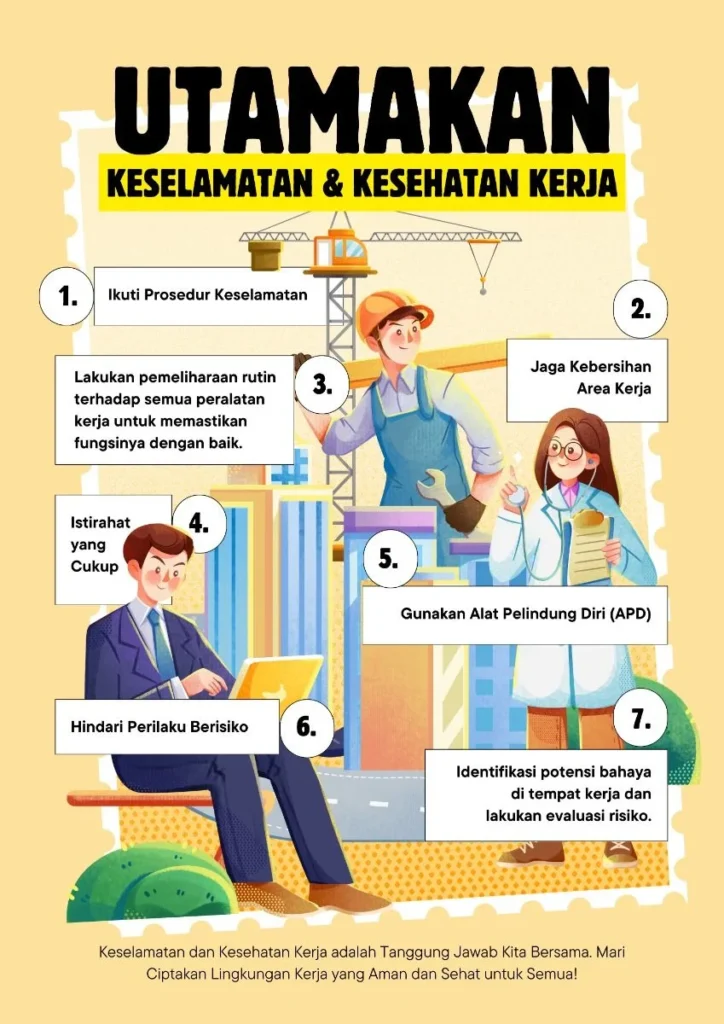 Panduan Menyesuaikan WordPress untuk Situs Multibahasa Indonesia - Poster Infografis Utamakan Keselamatan dan Kesehatan Kerja Ilustratif