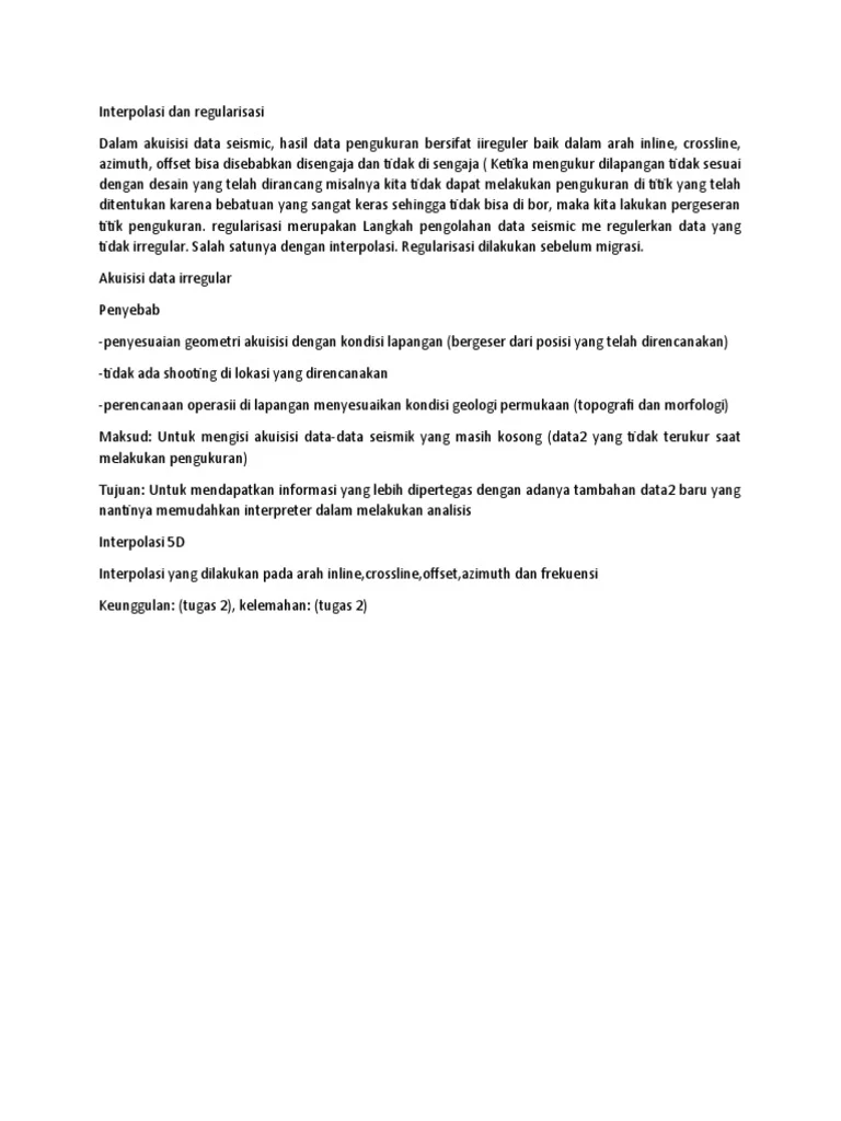 Regularisasi dan Interpolasi Seismik | PDF